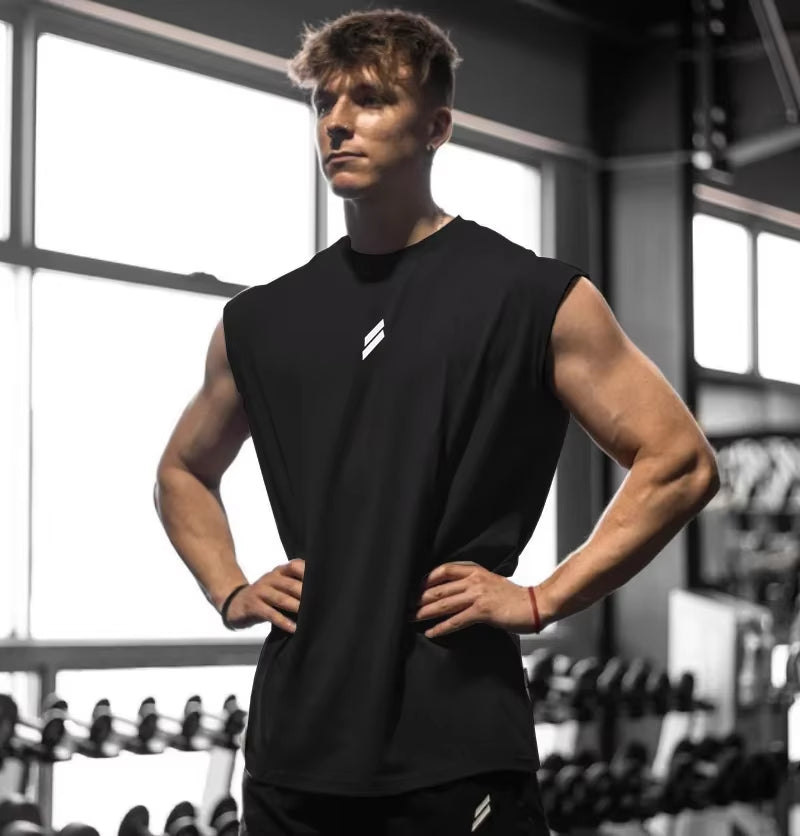 Men's Quick-Drying Sleeveless Fitness Shirt - Breathable Mesh Basketball Tank Top for Summer Gym Workouts