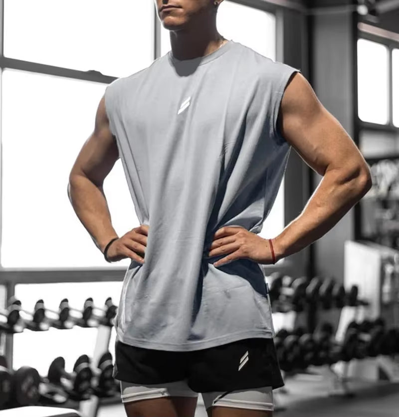 Men's Quick-Drying Sleeveless Fitness Shirt - Breathable Mesh Basketball Tank Top for Summer Gym Workouts