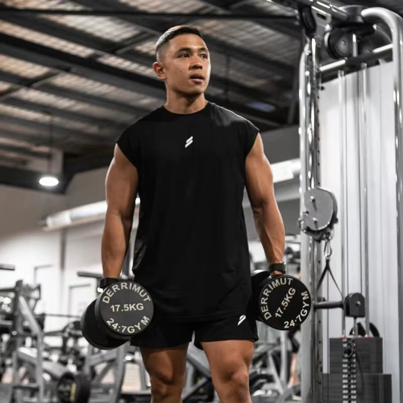 Men's Quick-Drying Sleeveless Fitness Shirt - Breathable Mesh Basketball Tank Top for Summer Gym Workouts