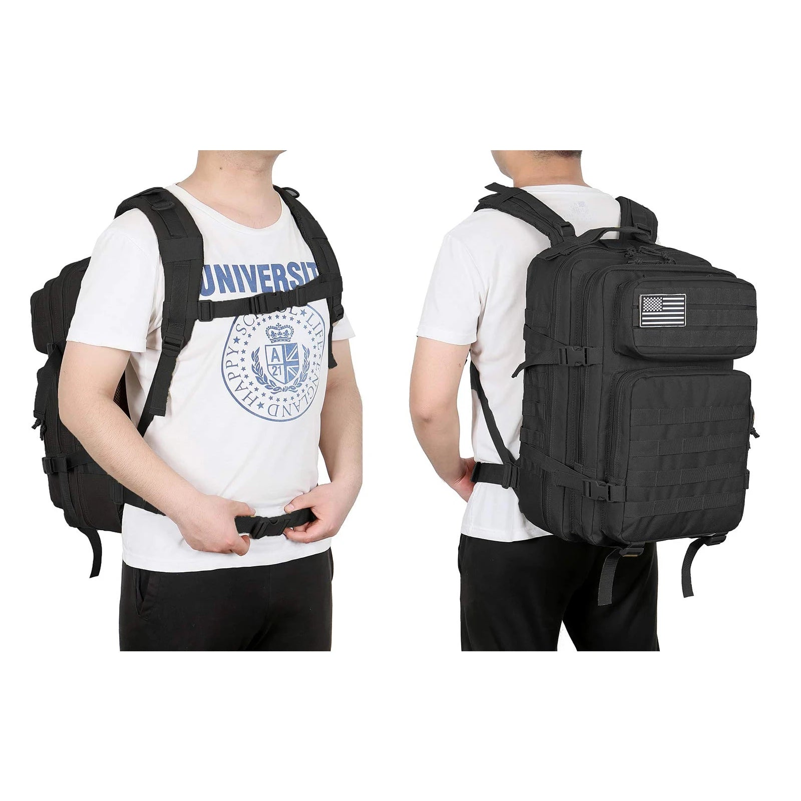 45L Tactical Backpacks Molle Assault Pack 3 Day Bug Out Bag Hiking Treeking Rucksack Fitness Camping, Daily Work