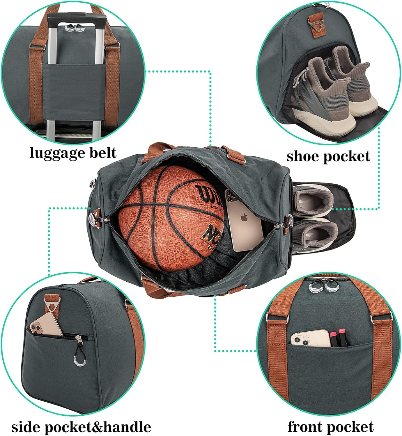 Sports Gym Bag with Shoe Compartment&Wet Pocket,Travel Duffel Bag,Weekend Bag,Workout Bag Suitable for Men and Women