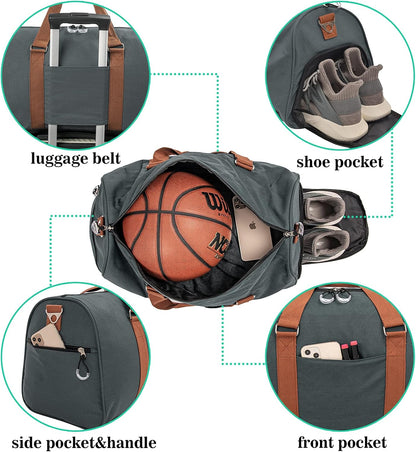 Sports Gym Bag with Shoe Compartment&Wet Pocket,Travel Duffel Bag,Weekend Bag,Workout Bag Suitable for Men and Women