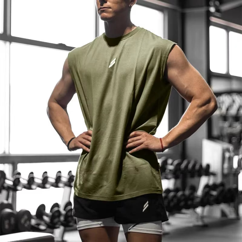 Men's Quick-Drying Sleeveless Fitness Shirt - Breathable Mesh Basketball Tank Top for Summer Gym Workouts